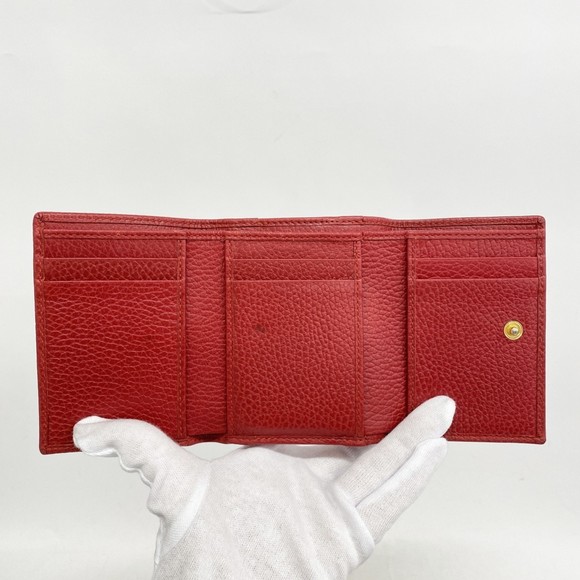 GUCCI Red Leather GG Marmont Wallet - Picture 3 of 9